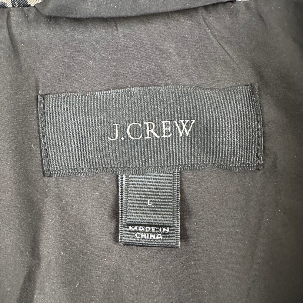 J. Crew Excursion Vest Womens L Gray Quilted Herringbone Down Filled Black Cream - Picture 6 of 10